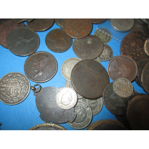 243 - A large quantity of world coins and curios, approx. 5kg in total, all circulated