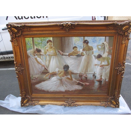 303 - A large contemporary art print of ballet dancers in gilt frame, approx. size 161x131cm in good pre-o... 