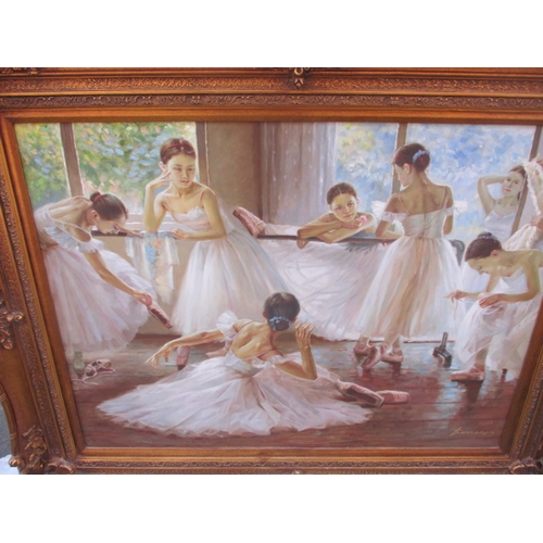 303 - A large contemporary art print of ballet dancers in gilt frame, approx. size 161x131cm in good pre-o... 