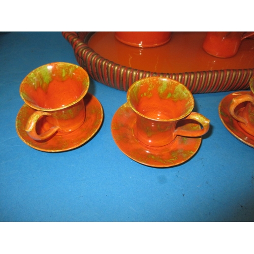 13 - A vintage Baron pottery coffee set on associated tray, in good pre-owned condition with no observed ... 