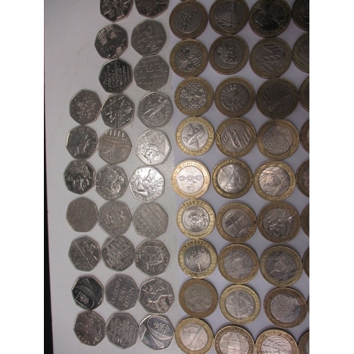 17 - A parcel of current circulation collectable coins, all 50ps of £2, approx. face value £150, all in c... 