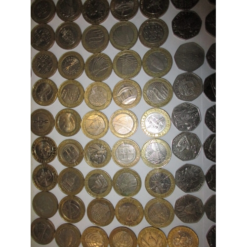 17 - A parcel of current circulation collectable coins, all 50ps of £2, approx. face value £150, all in c... 