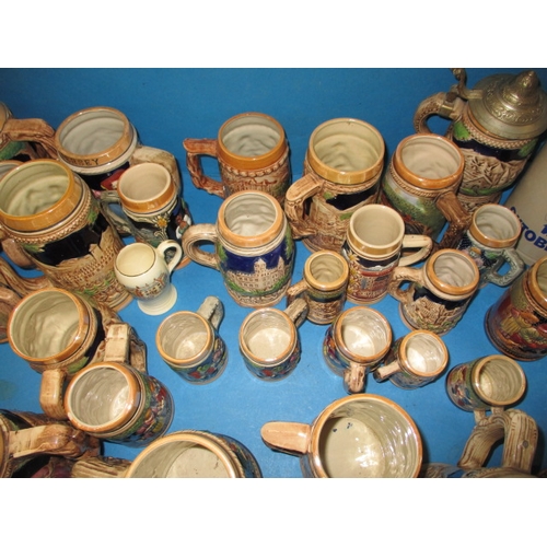 22 - A large collection of ceramic beer steins, various sizes and makers, all in used condition with no o... 