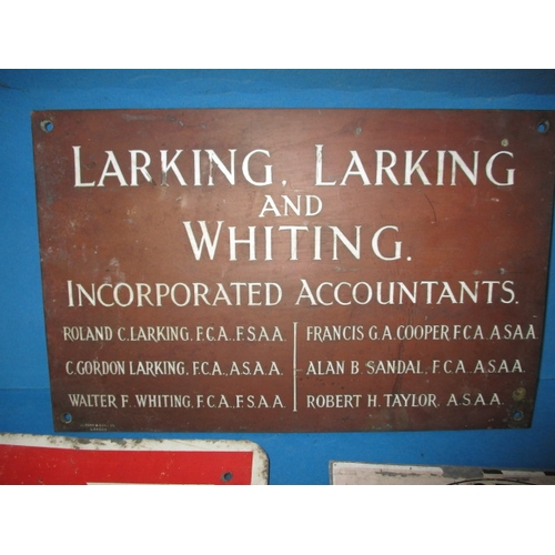 24 - 3 vintage signs, one a brass example from an accountants, all in used condition