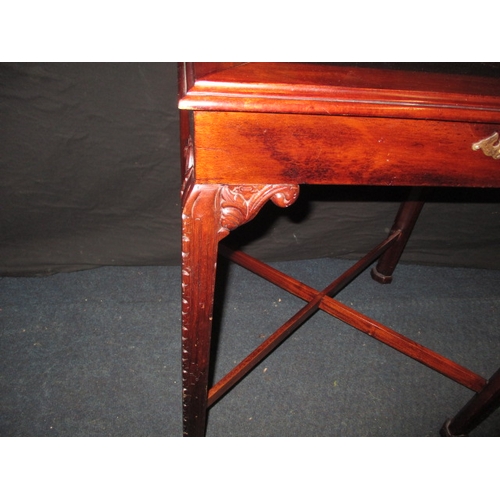 29 - A 20th century mahogany bijouterie table with decorative legs and x stretcher, approx. height 68cm, ... 