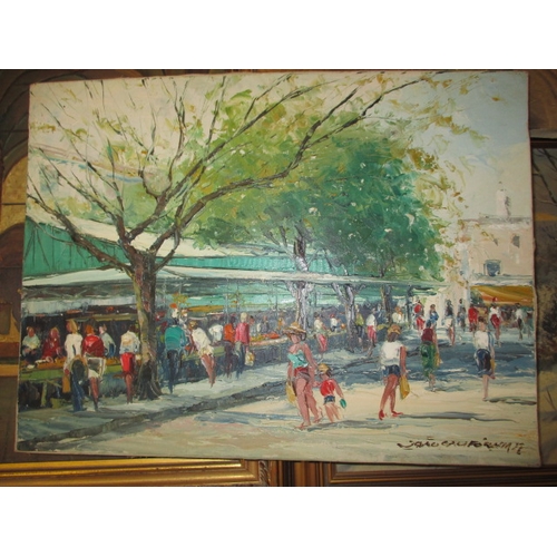 46 - A parcel of pictures, to include an original oil on canvas, signed Joao California, (Portugal 1929-2... 