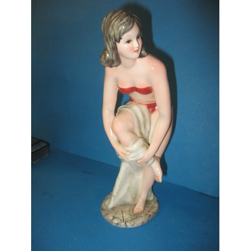 51 - A Louis Fontenelle figurine, marked to base, approx. height 38cm, and 2 other sculptures, all pre-ow... 