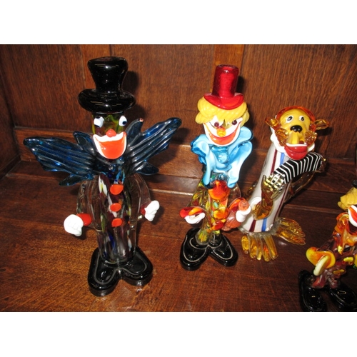 75 - 8 Glass ornaments to include Murano and other  clowns, all pre-owned so may have use related marks, ... 