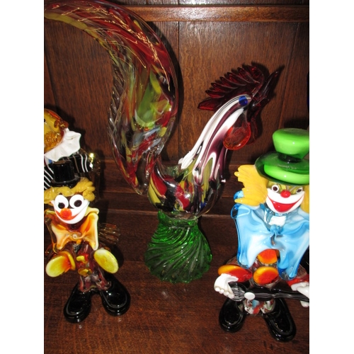 75 - 8 Glass ornaments to include Murano and other  clowns, all pre-owned so may have use related marks, ... 