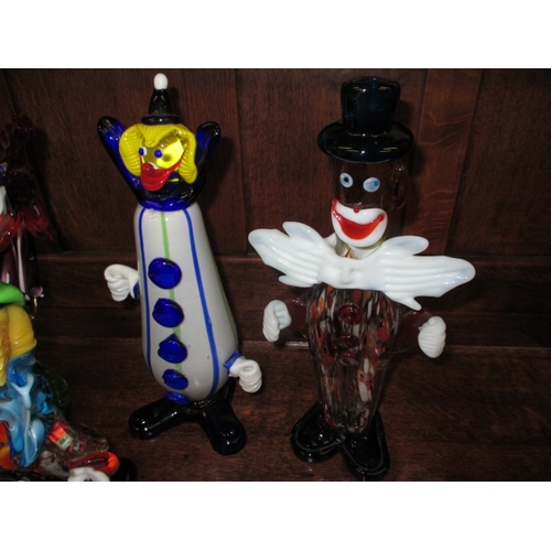 75 - 8 Glass ornaments to include Murano and other  clowns, all pre-owned so may have use related marks, ... 