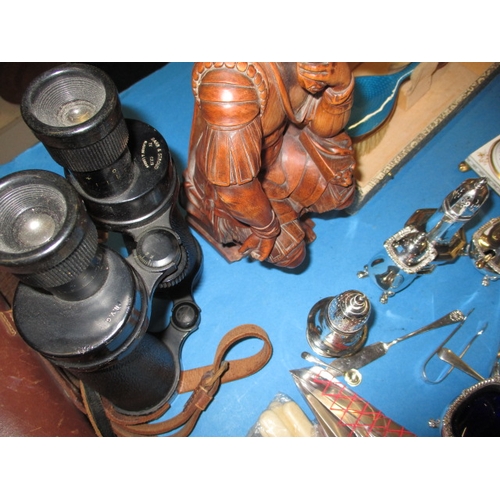 96 - A parcel of miscellanea to include binoculars and plated items, all in used condition