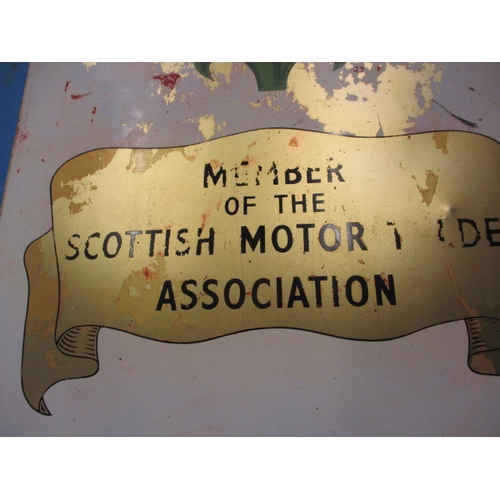 104 - A printed aluminium advertising sign for Member of the Scottish Motor Trade Association, some image ... 