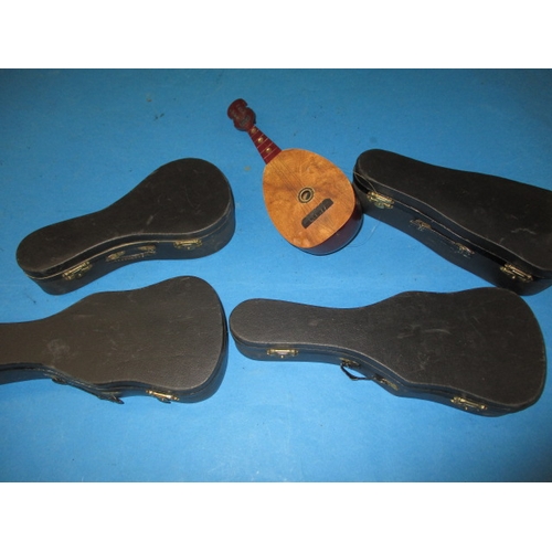 110 - A parcel of miniature string musical instruments with clockwork music movements, some in cases, appr... 