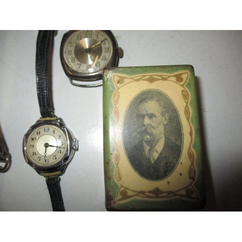 111 - A parcel of vintage wrist and pocket watches, to include a silver cased example with silver Albert, ... 