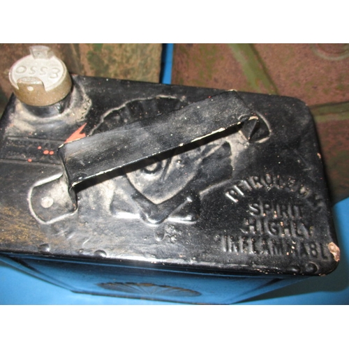 112 - An early 20th century Shell petrol can and two military ‘Jerry’ cans, all in used condition