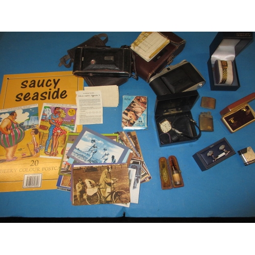 116 - A parcel of miscellanea, to include cameras, watches and a cheroot holder, all in used condition