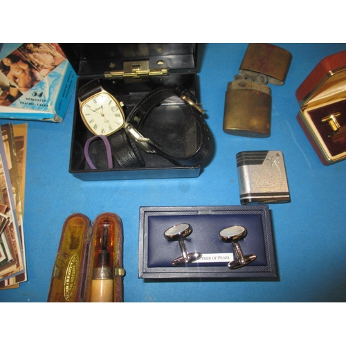 116 - A parcel of miscellanea, to include cameras, watches and a cheroot holder, all in used condition