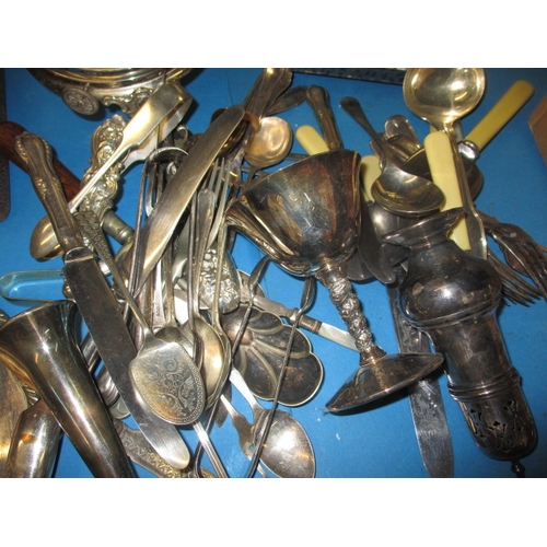 118 - A parcel of plated and other metal items, all in used condition