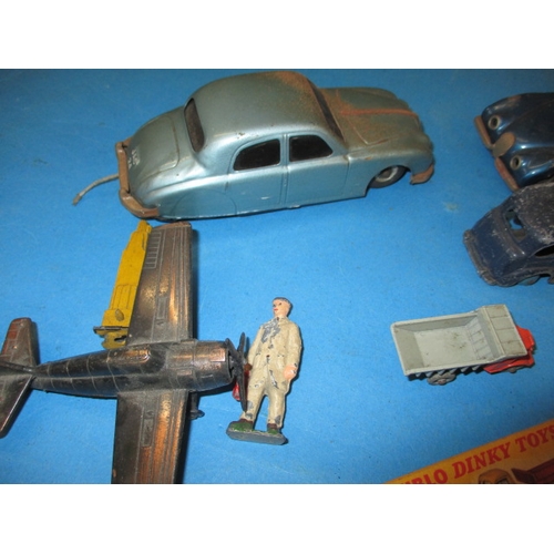 136 - A parcel of vintage die-cast and tin plate model vehicles, all in play worn condition