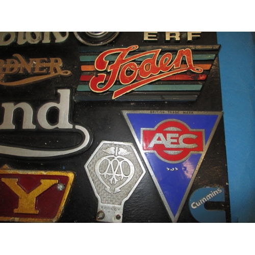 141 - A large collection of vintage vehicle model identification badges, to include numerous commercial ex... 