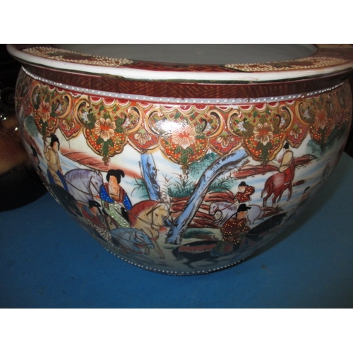 145 - A vintage Satsuma ‘goldfish bowl’ a West German Rum Topf jar and a water jug