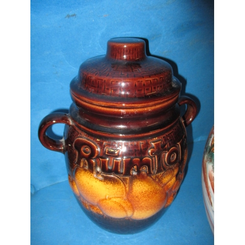 145 - A vintage Satsuma ‘goldfish bowl’ a West German Rum Topf jar and a water jug