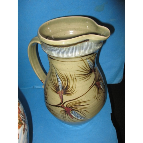 145 - A vintage Satsuma ‘goldfish bowl’ a West German Rum Topf jar and a water jug