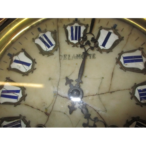 147 - A vintage French wall clock with alabaster dial and enamel numerals, approx. dial size 26cm approx. ... 