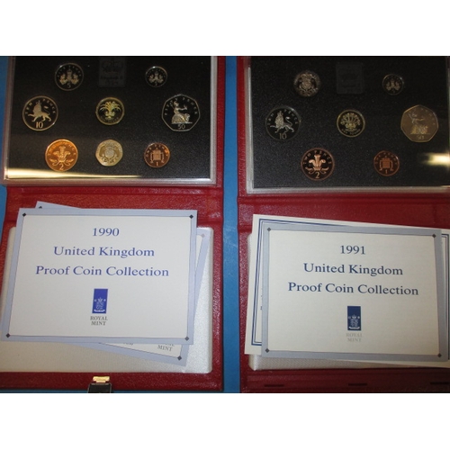 150 - 6 Royal Mint proof year coin sets, all in original presentation display cases