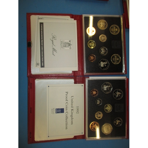 150 - 6 Royal Mint proof year coin sets, all in original presentation display cases