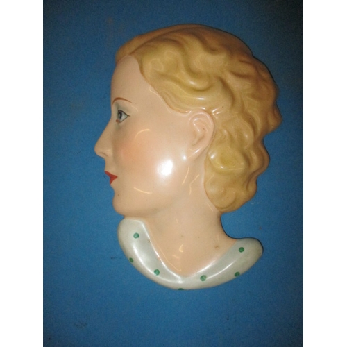 153 - Two art deco ceramic wall masks, approx. height of largest 20cm both in good used condition with min... 