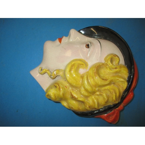 153 - Two art deco ceramic wall masks, approx. height of largest 20cm both in good used condition with min... 