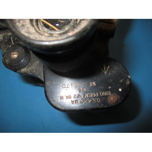 156 - A pair of WWII Taylor & Hobson binoculars with crows foot mark and dated 1943, in used condition