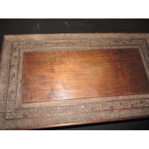 158 - A vintage Indian carved wood fold up tray table, useable but would benefit from some restoration, ap... 