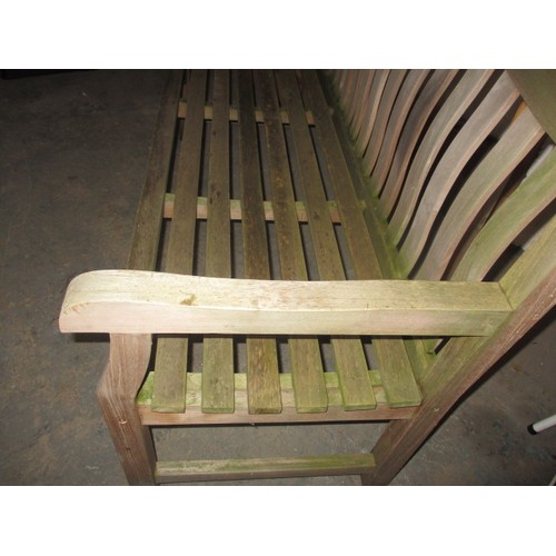 167 - A vintage teak garden bench, in useable pre-owned condition, approx. length 150cm