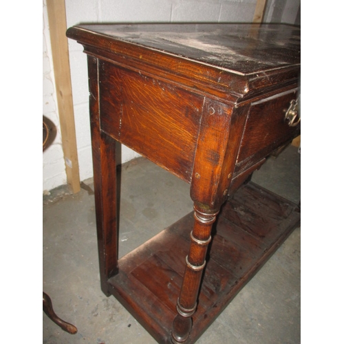 171 - A vintage oak lowboy, with frieze drawers and under-tier, in good useable pre-owned condition, appro... 