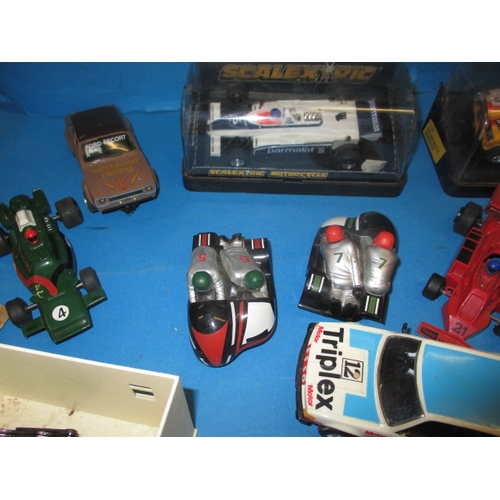 201 - A large quantity of Scalextric, to include numerous vehicles, articulated lorries and track side acc... 