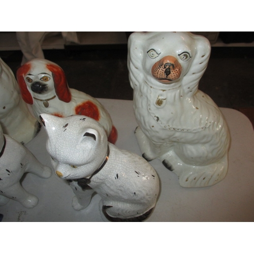 222 - A quantity of ceramic figures, to include Staffordshire mantle dogs and cats. All in pre-owned condi... 