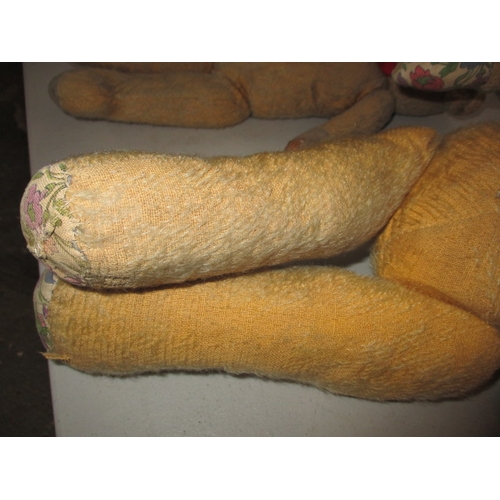 228 - 2 vintage plush teddy bears. Approximate length of largest 58cm. In well used condition