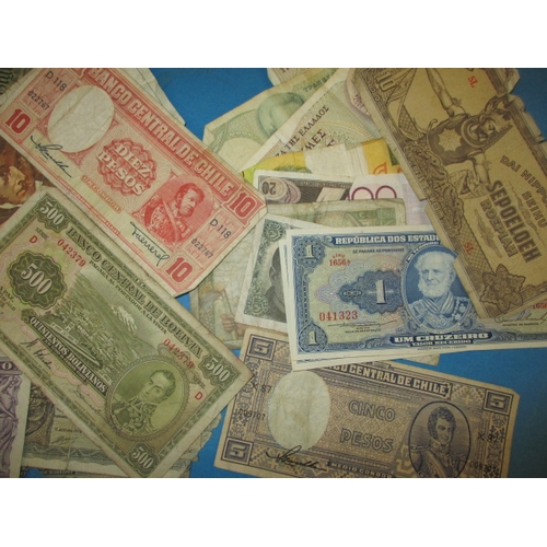 240 - A parcel of vintage world bank notes, to include WWII era invasion notes, all in well circulated con... 