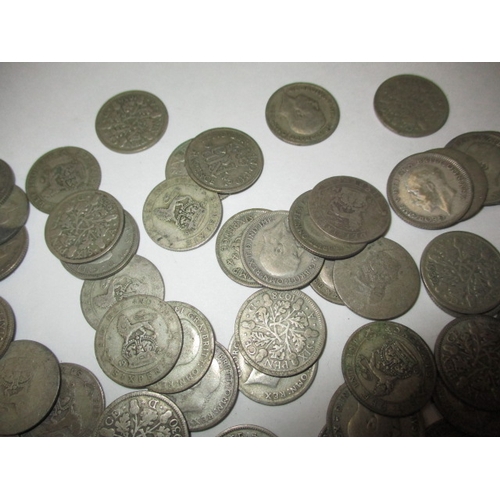 241 - A parcel of pre-47 part silver sixpence coins, all circulated, approx. parcel weight 240g