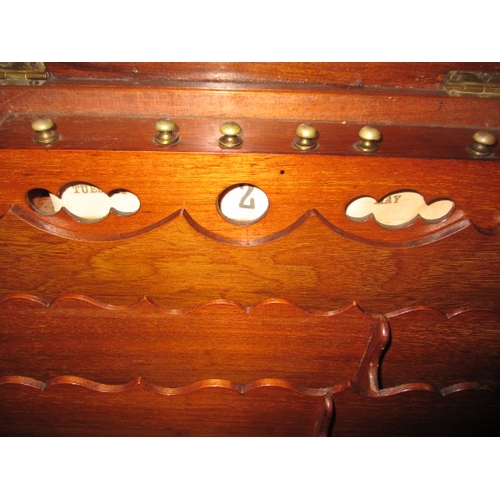 249 - A Edwardian book matched walnut stationary box, with perpetual calendar, no key or ink bottles and g... 