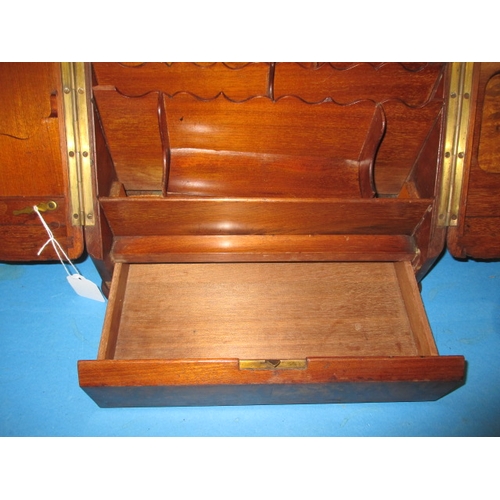 249 - A Edwardian book matched walnut stationary box, with perpetual calendar, no key or ink bottles and g... 