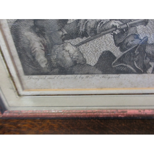 253 - An 18th century Hogarth print of gentlemen gambling on cock fighting, in later glazed frame, approx.... 