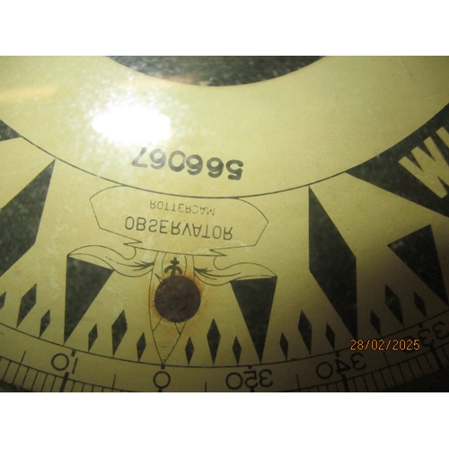 258 - A large gimble ships compass on heavy wood stand. Approximate diameter 29cm In pre-owned condition