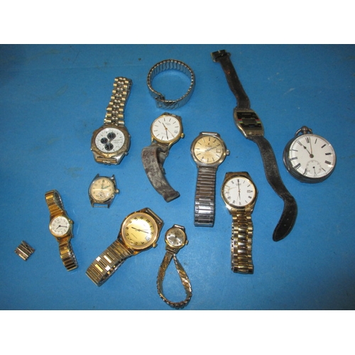 278 - A parcel of vintage watches, to include a silver cased pocket watch, all in used condition and not t... 