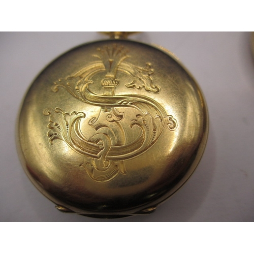143 - Two Victorian 18ct gold cased pocket watches, approx gross parcel weight 113g, neither tested as to ... 