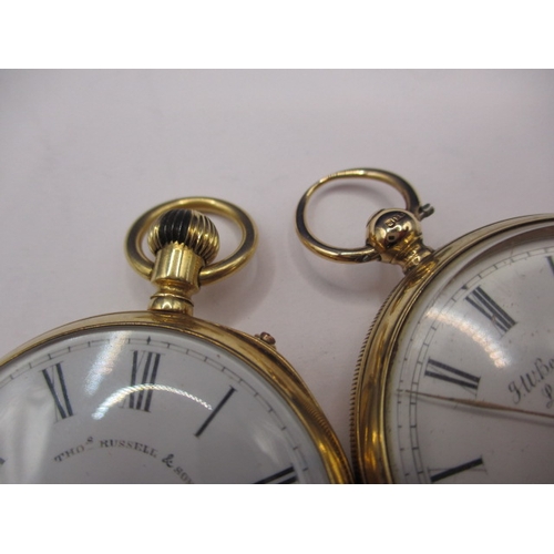 143 - Two Victorian 18ct gold cased pocket watches, approx gross parcel weight 113g, neither tested as to ... 