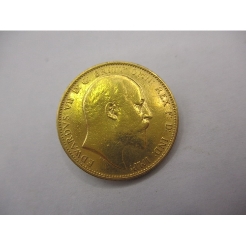 An Edward VII sovereign dated 1903, a circulated coin with fine definition of features