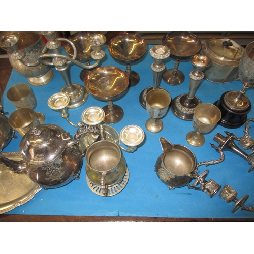 A quantity of plated matalwares and a silver goblet, approx weight of goblet 180g, all in used condition